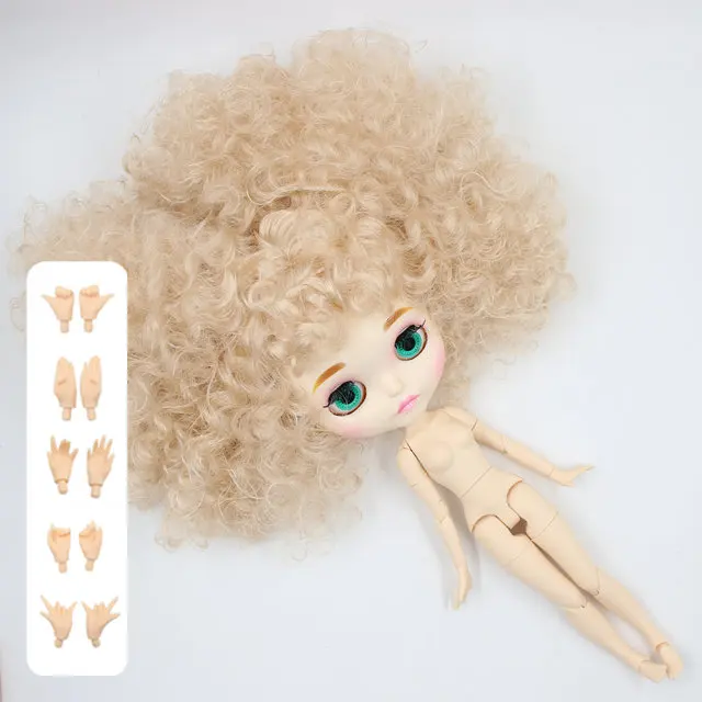 doll with hand A Фабрика blyth кукла BL3139 светлые афро волосы резные губы мате лицо с бровей сустава тела 1/6 bjd - Цвет: doll with hand A