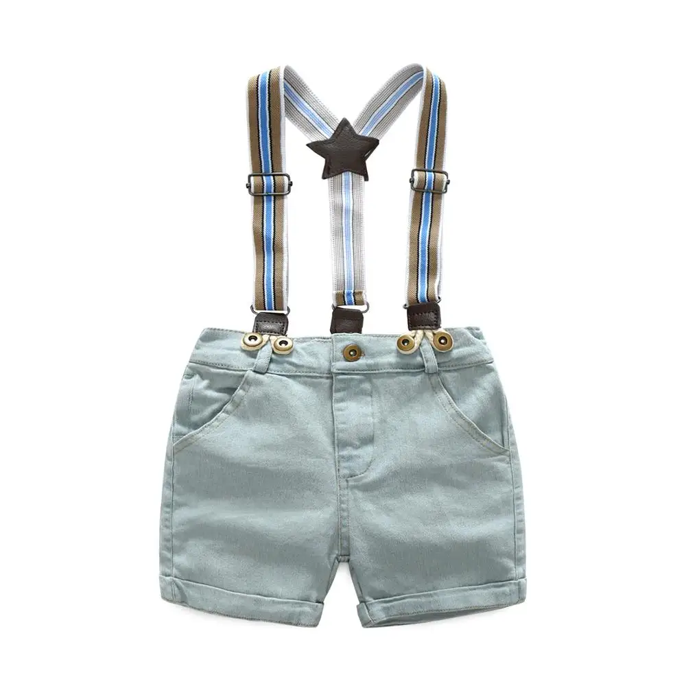 2-7t boys clothes summer dress Novelty gentleman boy with short sleeves shirt inpants a Bib suit 2 children's |