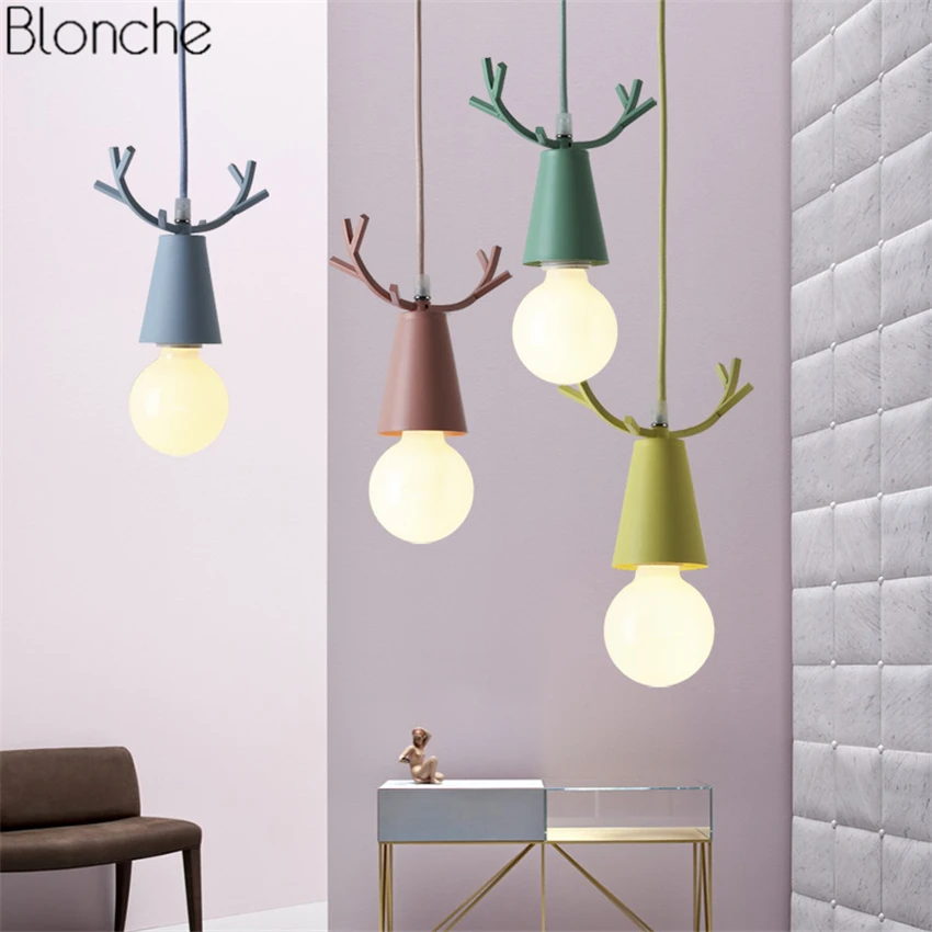 Скандинавский олень подвесные светильники Рождественские рога Hanglamp E27 Led