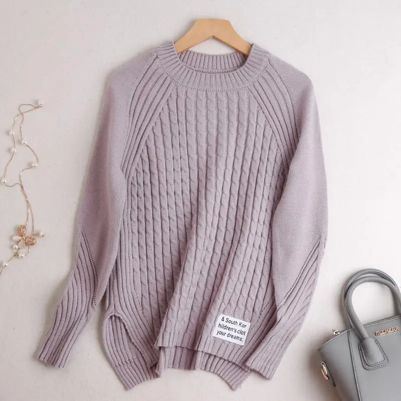 2018 Для женщин свитер осень толстый джемпер Повседневное круглым вырезом твист