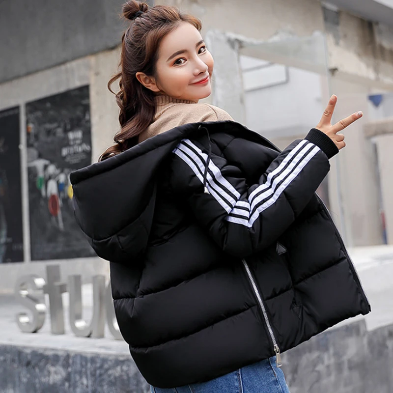 

Fashion Green Color Thick Korean Style Winter Coats Ladies Short Wadded Jackets 2019 Women Warm Outwear Hood Female Clothing