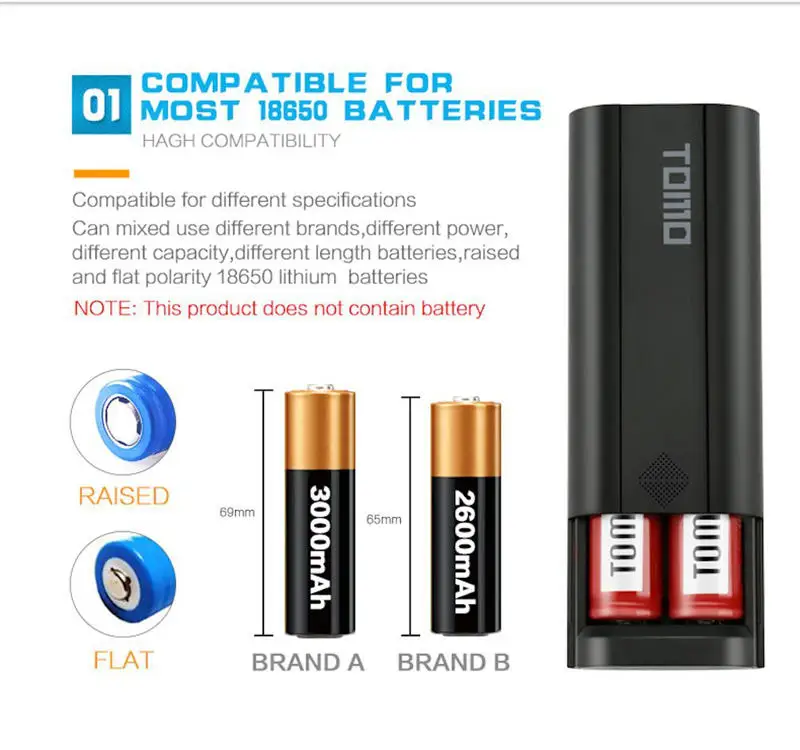 TOMO T2, два usb-порта, сделай сам, 18650, зарядное устройство, внешний аккумулятор, чехол для мобильного телефона, для MP3, для MP4