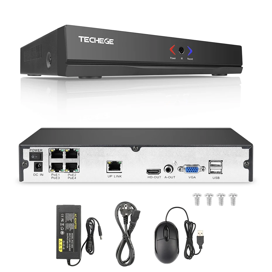Techege 4CH 1080 P CCTV система POE NVR выход 2 шт. 3000TVL 2MP IP камера водонепроницаемая