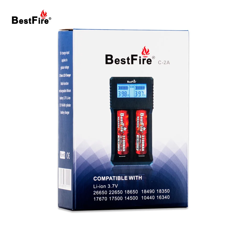 Bestfire C 2A 18650 батарея LCD USB умное зарядное устройство 2 слота для 14500 26650 18350 AA AAA