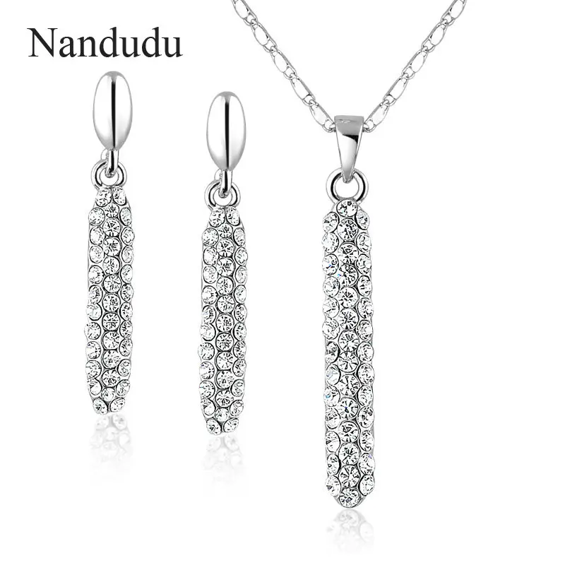 Nandudu Роскошные австрийского хрусталя палку кулон Цепочки и ожерелья Серьги