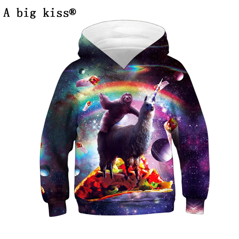 Взрывные модели свитер с капюшоном и принтом радуги детская одежда одинаковой