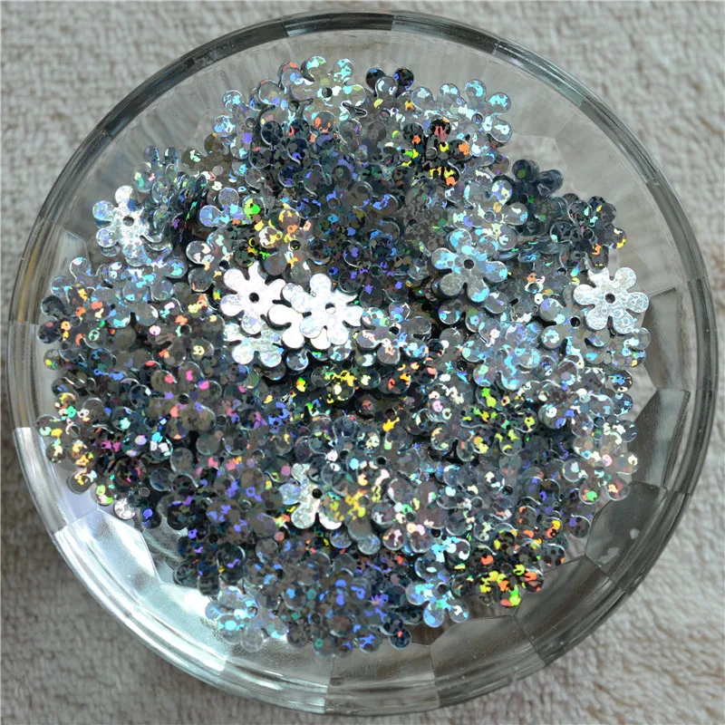 9 мм Серебряный лазер шесть лепестков плоский цветок центр отверстие свободные