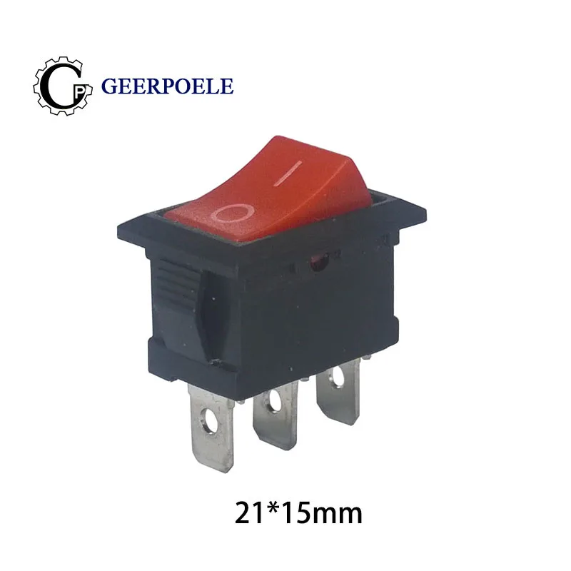 KCD101 50 шт./лот кулисный переключатель 21*15 мм SPST 3PIN переключатель ВКЛ. ВКЛ./ВЫКЛ. Переключатель лодки 21x15 мм 6A 10A медные ножки
