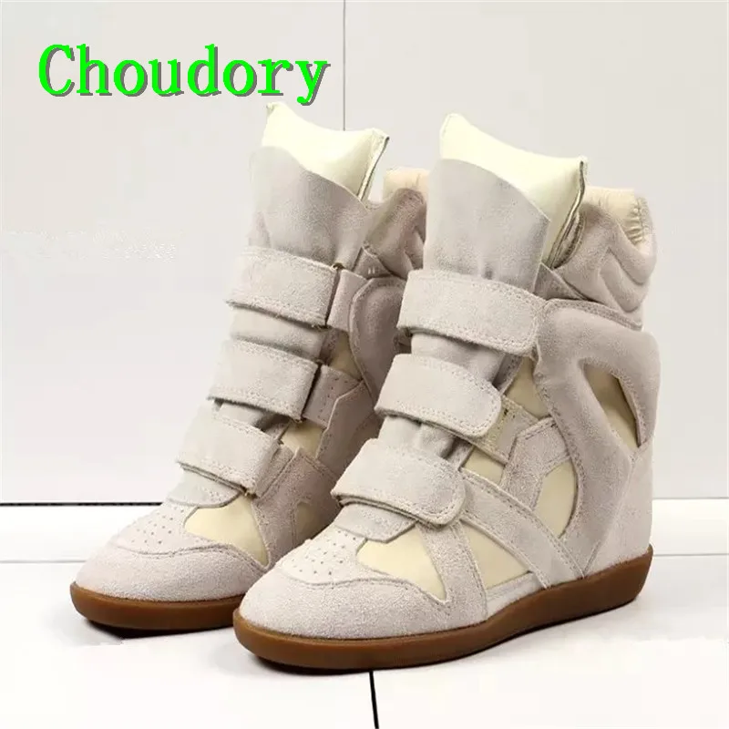 Choudory Высота Увеличение Высокий Верх женская Обувь Твердые Крюк Петля