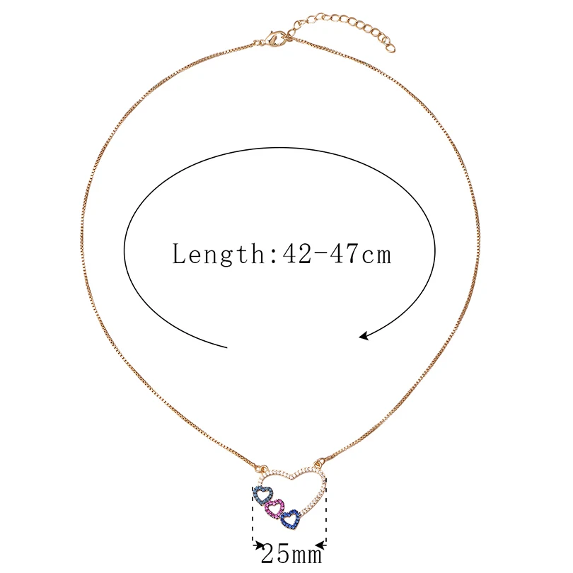 Модные ожерелья Pipitree с подвесками в виде трех сердец для женщин свадебные