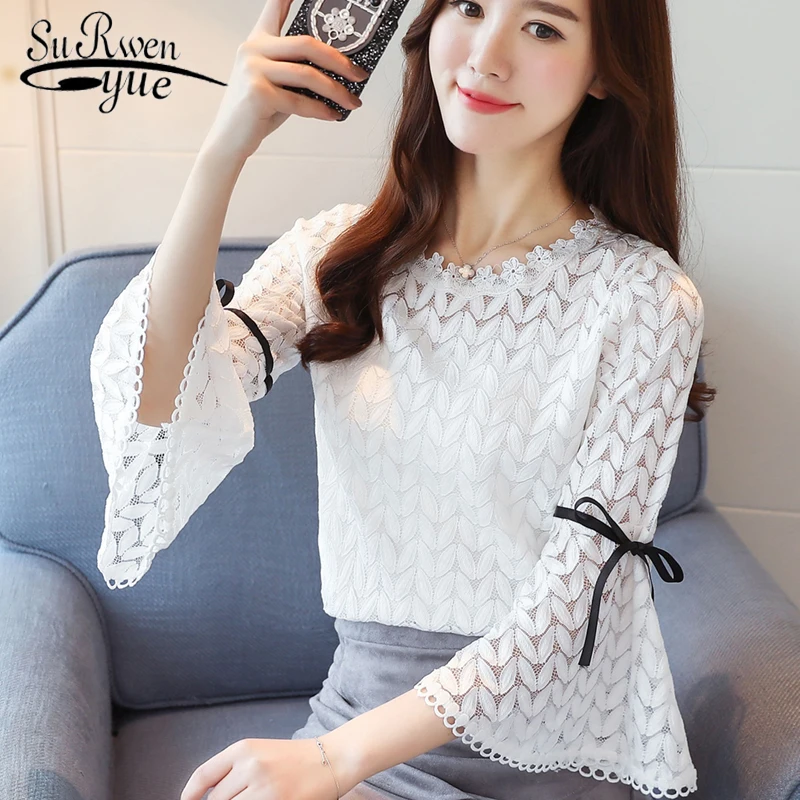 2020 Весенняя кружевная рубашка шифоновая блузка Женский минималистичный Топ