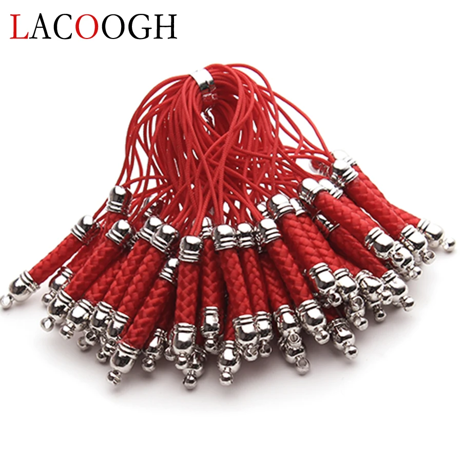 

New Fashion 25pcs/lot Mobile Phone Pendants Strap Chain Braided Rope Cord Wire with Hole for Keychain Charm DIY Jewelry Findings