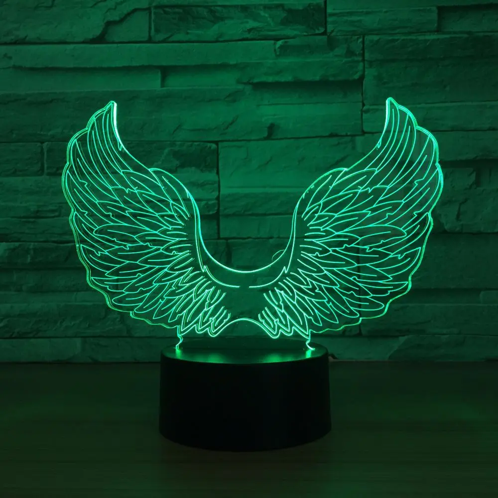 Толстовка с капюшоном надписью Angel и принтом крылышки 3D светодиодный светильник