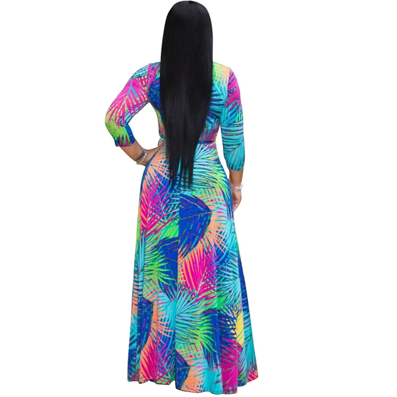 Платье женское длинное с V-образным вырезом пикантное праздничное пляжное в