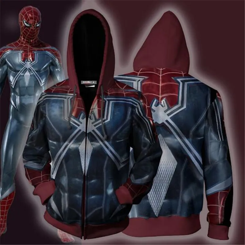 Marvels Человек-паук Heist молния толстовка капюшон для косплея мужчины и женщины повседневная спортивная одежда бренд