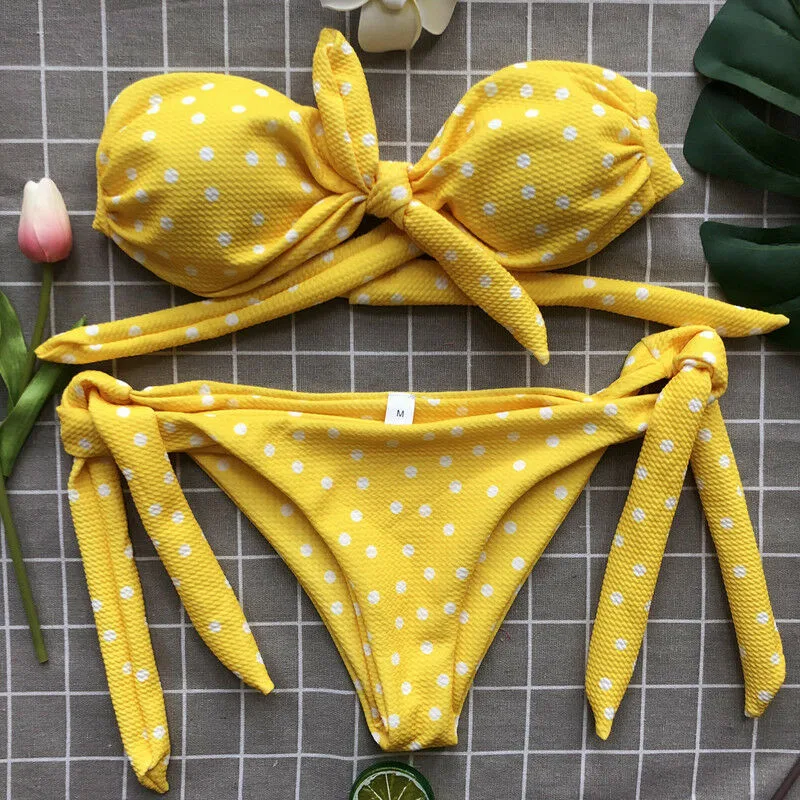 Сексуальное бикини без бретелек 2019 купальник с пуш ап Женский бандажный спереди