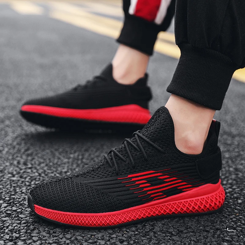 Summer Running Shoes For Men 2019 Sport Sneakers Homme Breathable Slip On Non-Slip Casual Red Black Green | Обувь