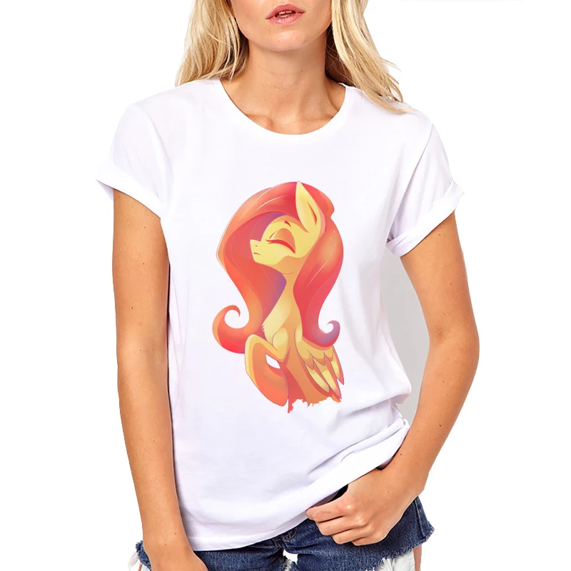 Женская футболка с коротким рукавом круглым вырезом и принтом дракона