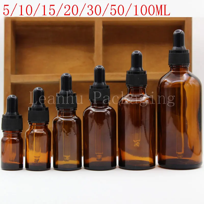 Коричневая стеклянная бутылка-капельница для эфирного масла домашние пустые