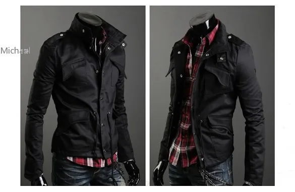 Для мужчин куртка Повседневное Стильный Slim Fit молния куртки пальто хлопка смеси