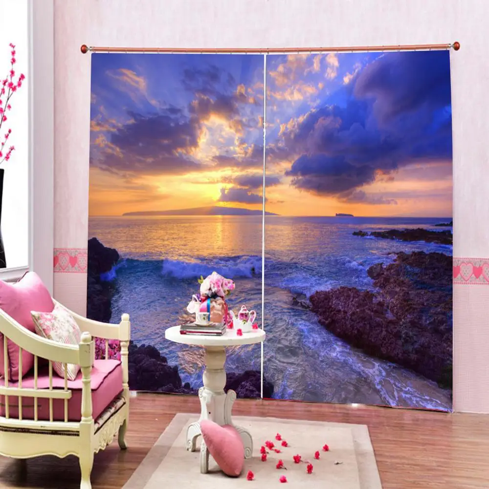Красивые пейзажные занавески s закат Риф Морской пейзаж занавес спальня гостиная