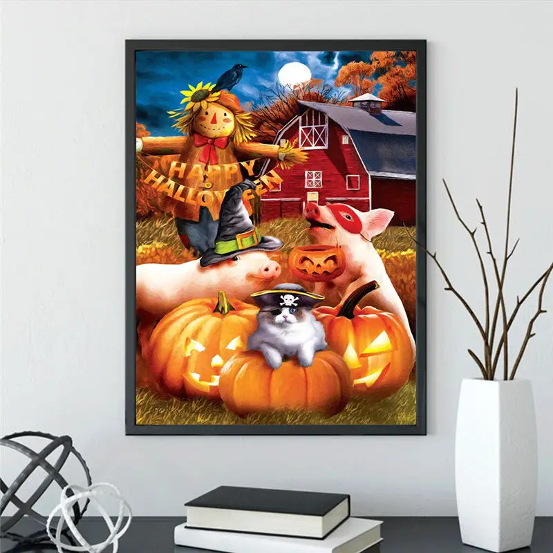 Алмазная вышивка снеговика 5D картина из страз на Хэллоуин тыква смола мозаика