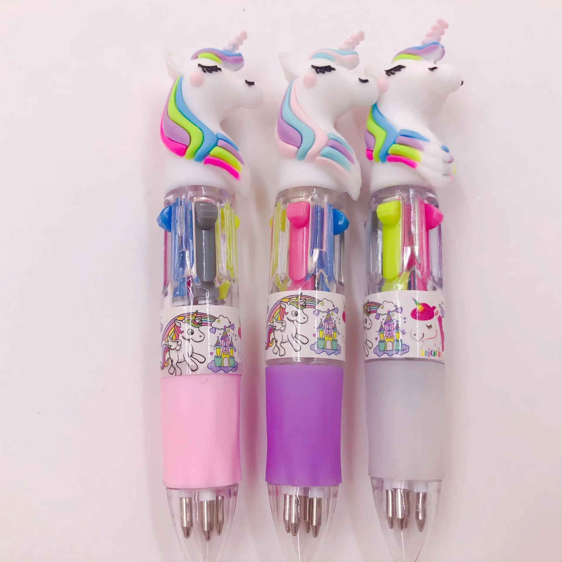 3 шт./лот мини единорог мультфильм Силиконовые 4 цвета не сужающийся книзу