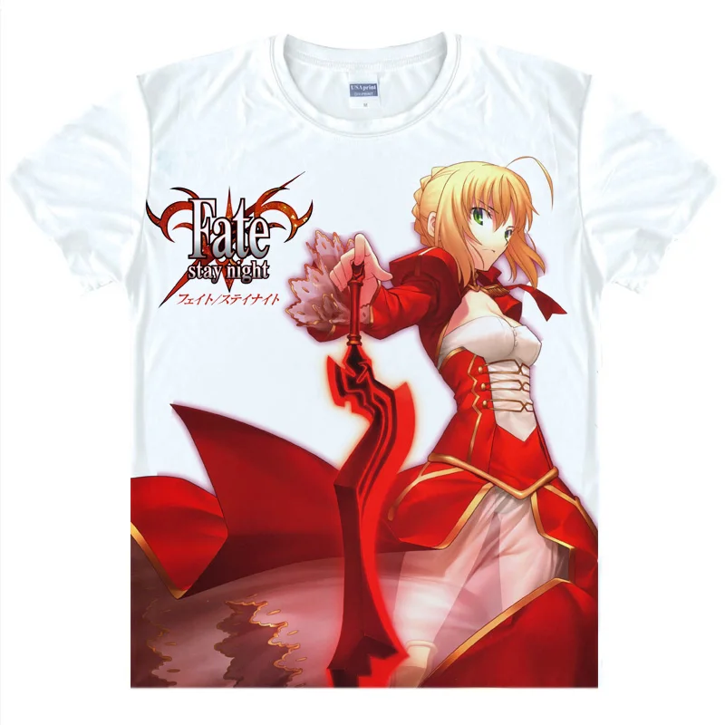 Аниме рубашка Coolprint Fate Stay Night футболки с коротким рукавом принтом саблей Нерон