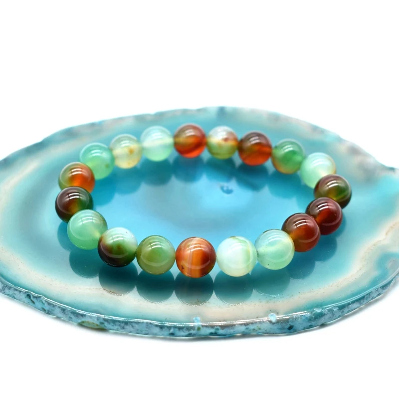 High Quality Blue Peacock carnelian Buddha Bracelets Natural Stone Round Beads Elasticity Rope Men Women Bracelet | Украшения и