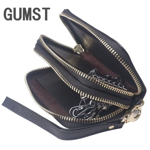 Классический Новый двойной молнии для мужчин из натуральной коровьей кожи автомобильный держатель для ключей многофункциональная ключница высокого класса ключ для двигателя чехол