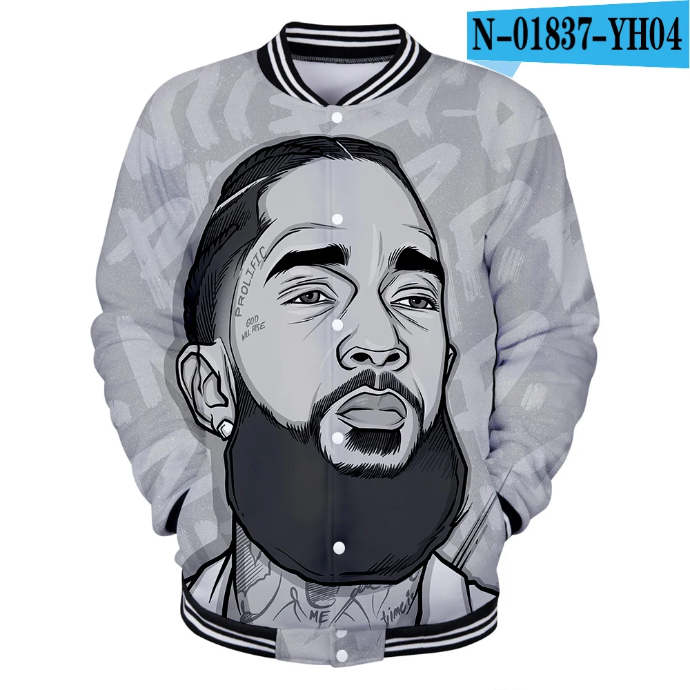 3D Nipsey hussle Baseball uniform new Men/Women spring Casual Harajuku KPOP Baseball Jacket Hip Hop clothes streetwear - Цвет: C