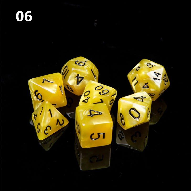 7 шт./лот, креативная игра в ролевые игры, кости, разноцветные акриловые кости, смешанные D4 D6 D8 D10 D12 D20 DND, настольные игры, кубики, цифровые кубики