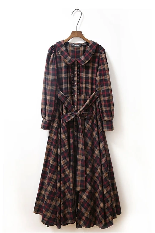 Женское длинное платье в шотландскую клетку готическое макси французском