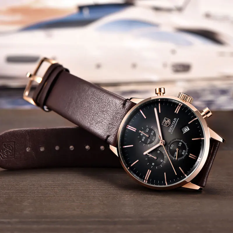 BENYAR New Men's Sports Watch Casual Fashion Brand Waterproof Military Calendar Leather Quartz Simple Relogio Masculino | Наручные