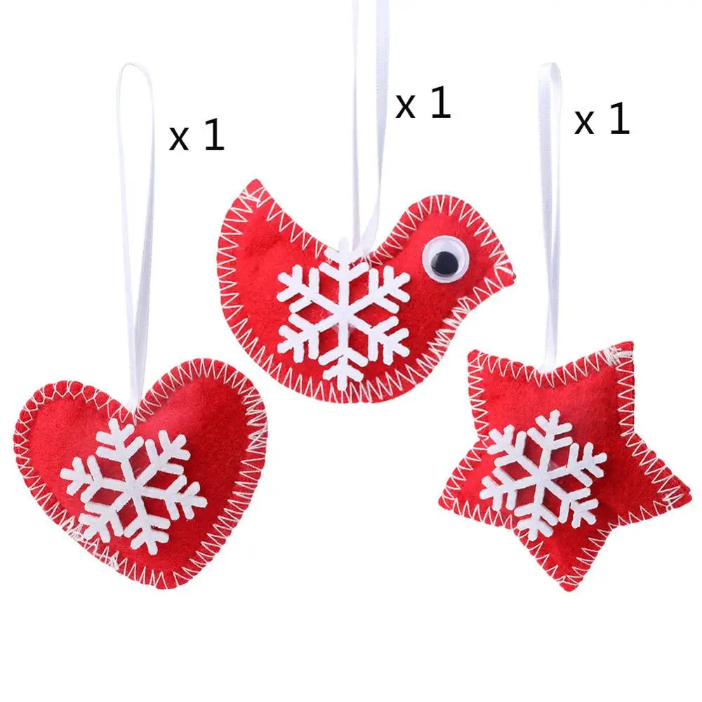 3Pcs Red Bird Теплые украшения для рождественской елки, поделки из дерева, Рождественские сани, Санты, Санты, Рождественский подвесной кулон, домашний декор, подарки на год - Цвет: 3Pcs Red Bird