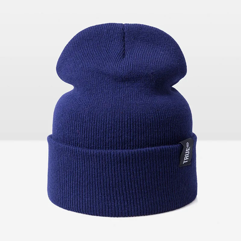 Горячая распродажа! унисекс брендовая зимняя шапка для мужчин Skullies Beanies женская мужская шапка модная теплая вязаная шапка бини эластичная - Цвет: D Navy