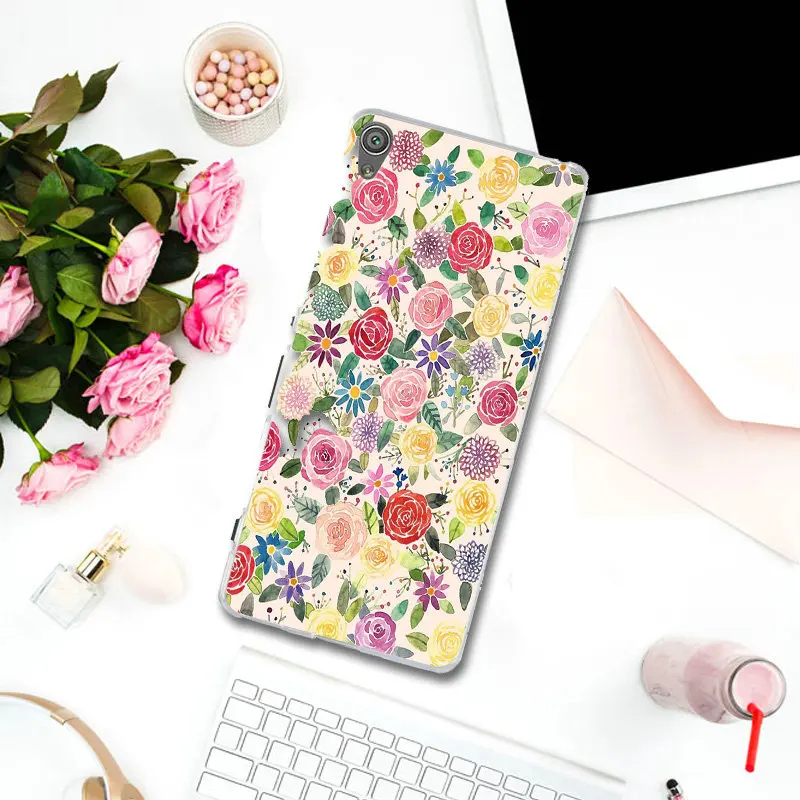 Красивый цветочный эскиз для Sony Xperia Z Z1 Z2 Z3 Z4 Z5 Compact Premium M2 M4 M5 E3 E5 T3 XA прозрачные