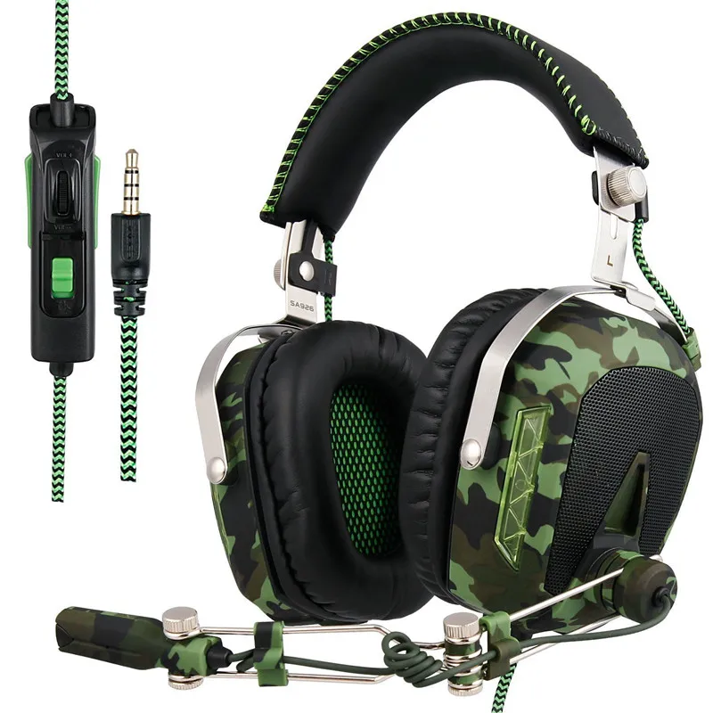 SADES SA926T камуфляжные зеленые 3 5 мм Проводные Игровые наушники с микрофоном для
