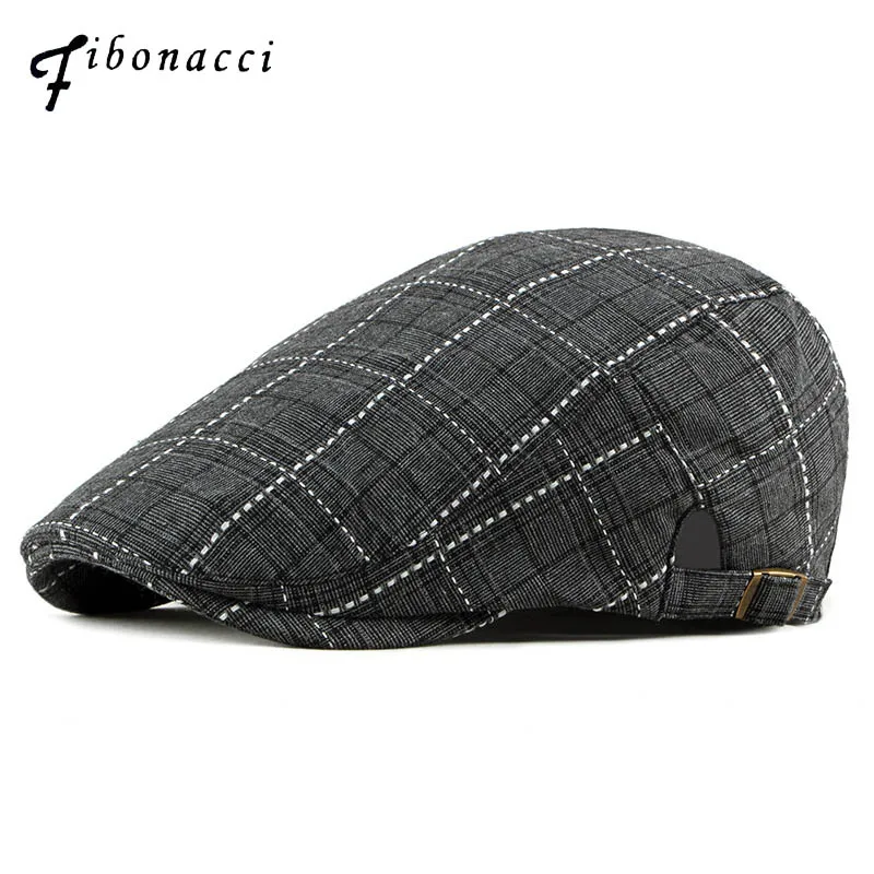 Fibonacci Spring Summer Fashion Newsboy Caps women's men's beret hats for men top quality grid flat caps | Аксессуары для
