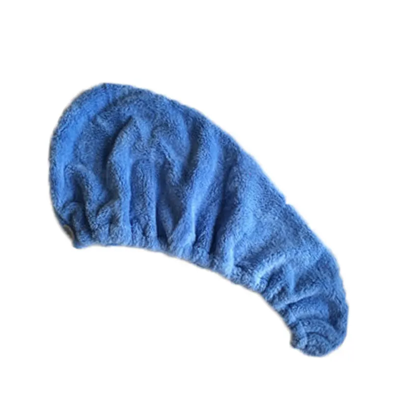 blue Abrrlo, 6 цветов, шапка из микрофибры для сушки волос, коралловый бархат, быстрая сушка, тюрбан, супер абсорбент, Женская утолщенная накидка, банное полотенце для волос, Butto - Цвет: blue