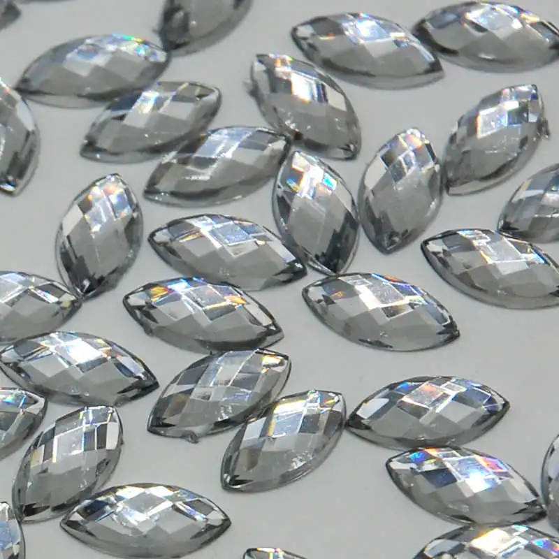 crystal 100 шт Хрустальные акриловые стразы в форме конского глаза, AB Цвет, 3D дизайн ногтей, плоская задняя сторона, декоративная огранка Marquise Earth - Цвет: crystal