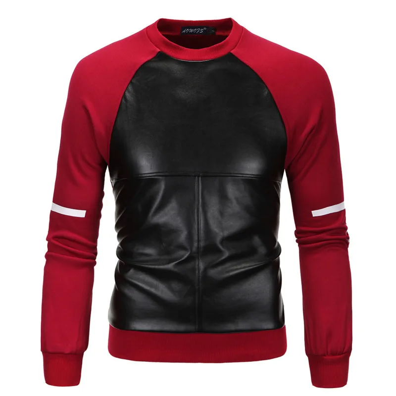 Повседневный свитер из искусственной кожи с длинными рукавами кардиган мужской