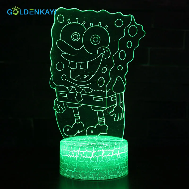 3D LED Spongebob USB ночные светильники атмосферная визуальная лампа сенсорная