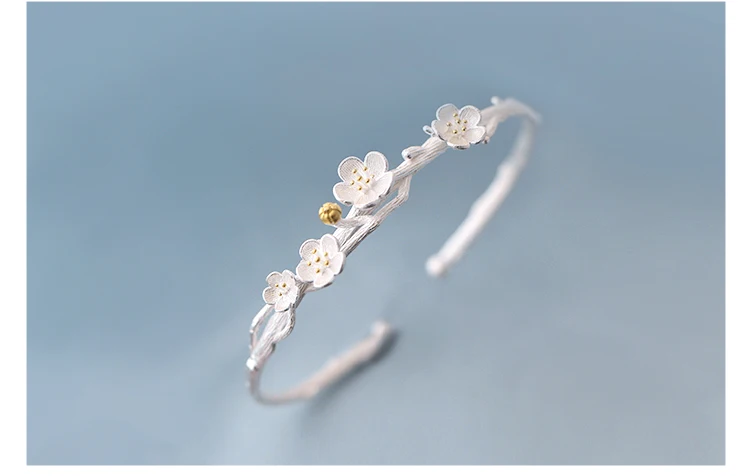 925 стерлингового серебра Cherry Blossom Интимные аксессуары Мода Лето ювелирные изделия филиал Цветы Серьги-гвоздики для Для женщин Joyas де Плата - Окраска металла: Bracelet