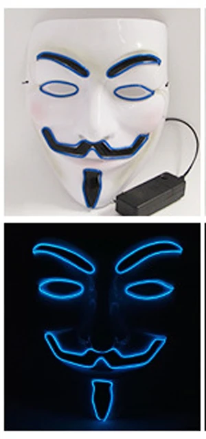 blue Светодиодный шлем маска DIY EVA DJ Marshmallow EL Wire cosplay Prop маска для Хэллоуина маска для всего лица для косплея реквизит для Хэллоуина вечерние барные маски - Цвет: blue