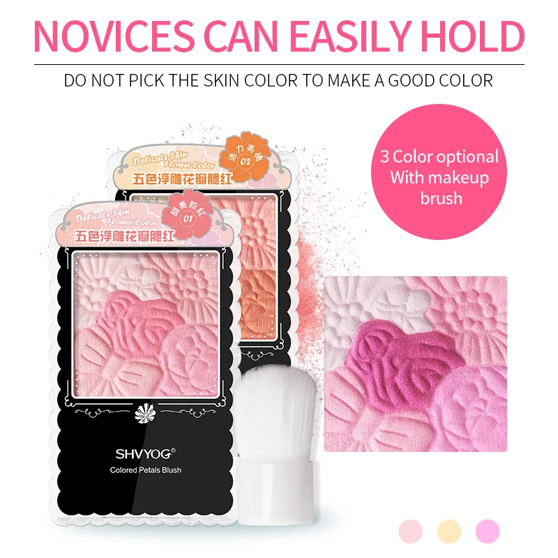 SHVYOG Blush Makeup Palette Cosmetics Powder Blusher Rouge Peach Pink Blushes Full Professional Make Up Face Girl | Красота и