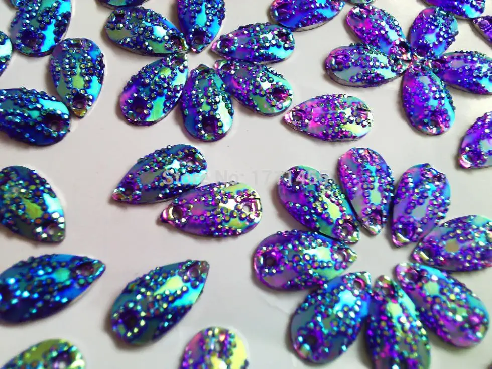 Ослепительный фиолетовый цвет AB Кристалл пришить на камни с плоской задней водой