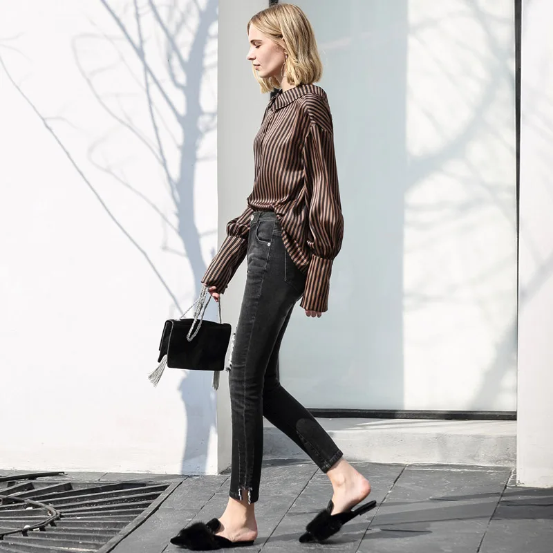 Amii минималистский для женщин осень 2018 г. блузка Винтаж Chic фонари с длинными