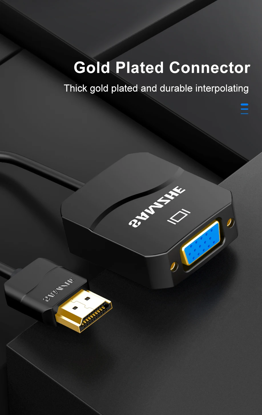 SAMZHE HDMI в VGA адаптер 1080P HDMI конвертер для ноутбука на большой экран цифро-аналоговый USB и аудио дисплей