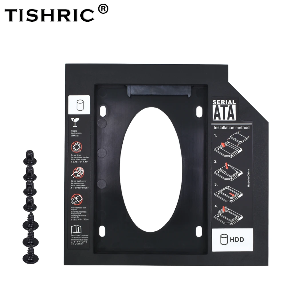 TISHRIC 2nd 2,5 SATA 3,0 D SSD 9,5 мм Caddy внешний корпус жесткий диск для ODD DVD-ROM Optibay адаптер чехол Универсальный